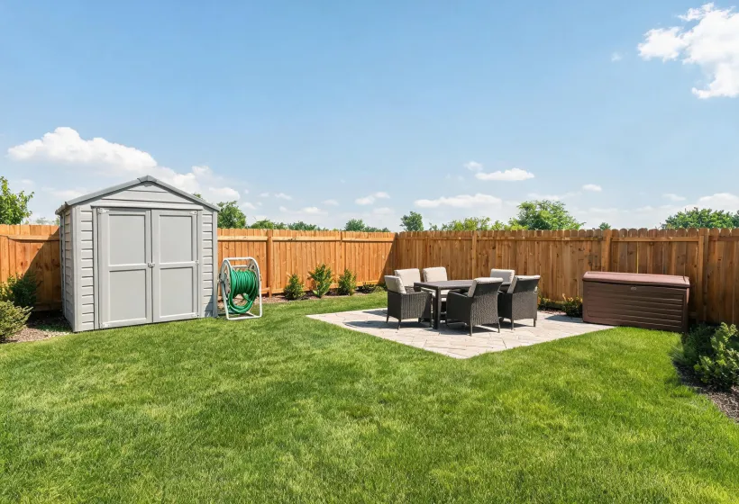 Organized backyard with Suncast storage
